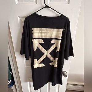 Off-White T Shirt with Painter’s Tape Logo Detail.